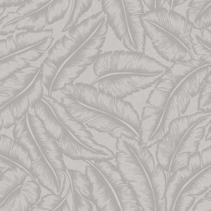 Large Sparkling Feathers Wallpaper Grey Paper Strippable Roll (Covers 57 sq. ft.)