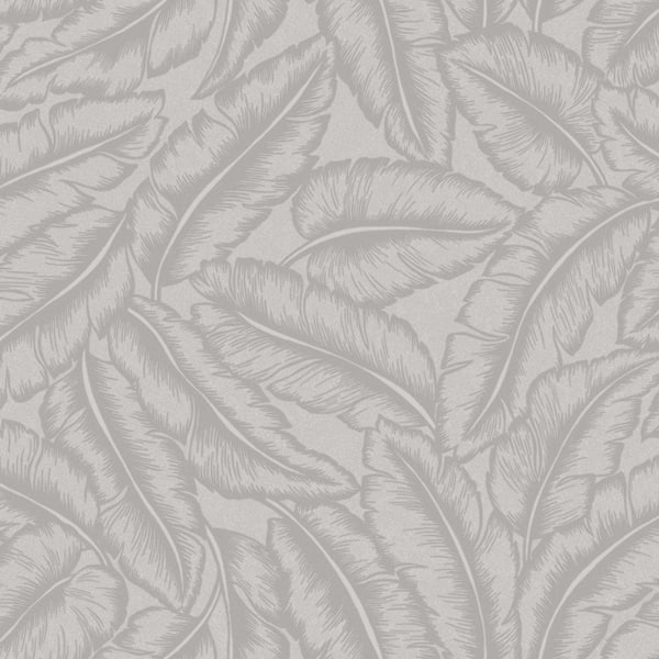 Walls Republic Large Sparkling Feathers Wallpaper Grey Paper Strippable Roll (Covers 57 sq. ft.)