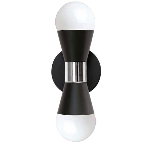 Dainolite Fortuna 2-Light Matte Black Wall Sconce