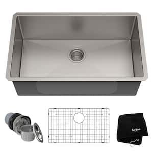 Standart PRO 30 in. Undermount Single Bowl 16 Gauge Stainless Steel Kitchen Sink with Accessories
