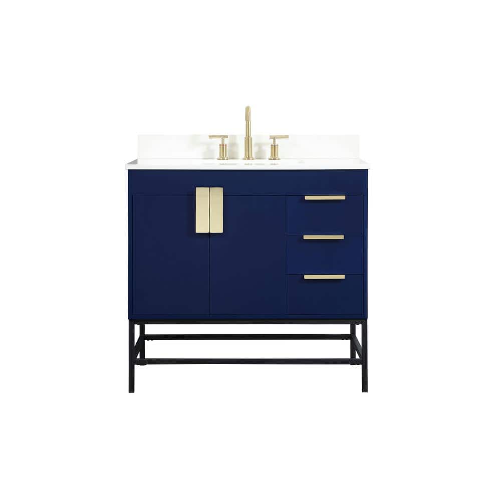 Simply Living 36 in. W x 22 in. D x 33.5 in. H Bath Vanity in Blue with Ivo