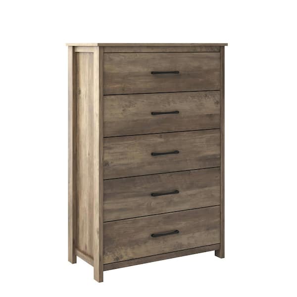 GALANO Gianni 5-Drawer Knotty Oak 31.5 in. Chest of Drawers with 