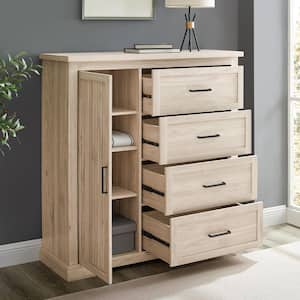 45 in. W. Birch Wood 4-Drawer and 1-Cabinet Transitional Wardrobe