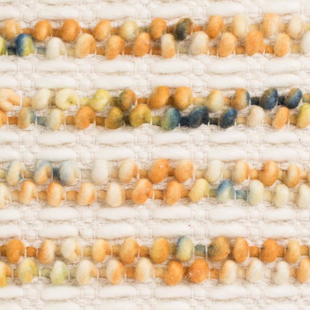 Beige and Blue Hand Loomed Wool Square Pillow