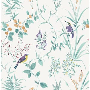 Green Jewel Songbird Peel and Stick Wallpaper Sample