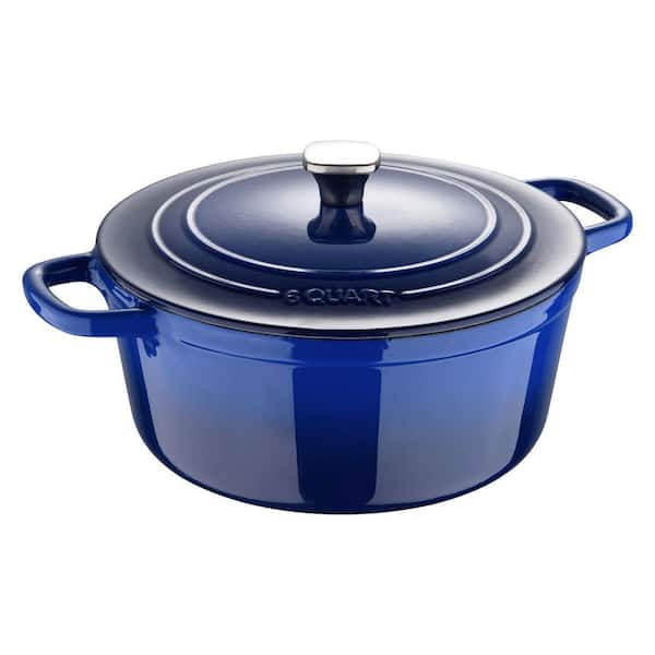 MasterPRO 6 qt. Cast Iron Dutch Oven with Lid, Blue