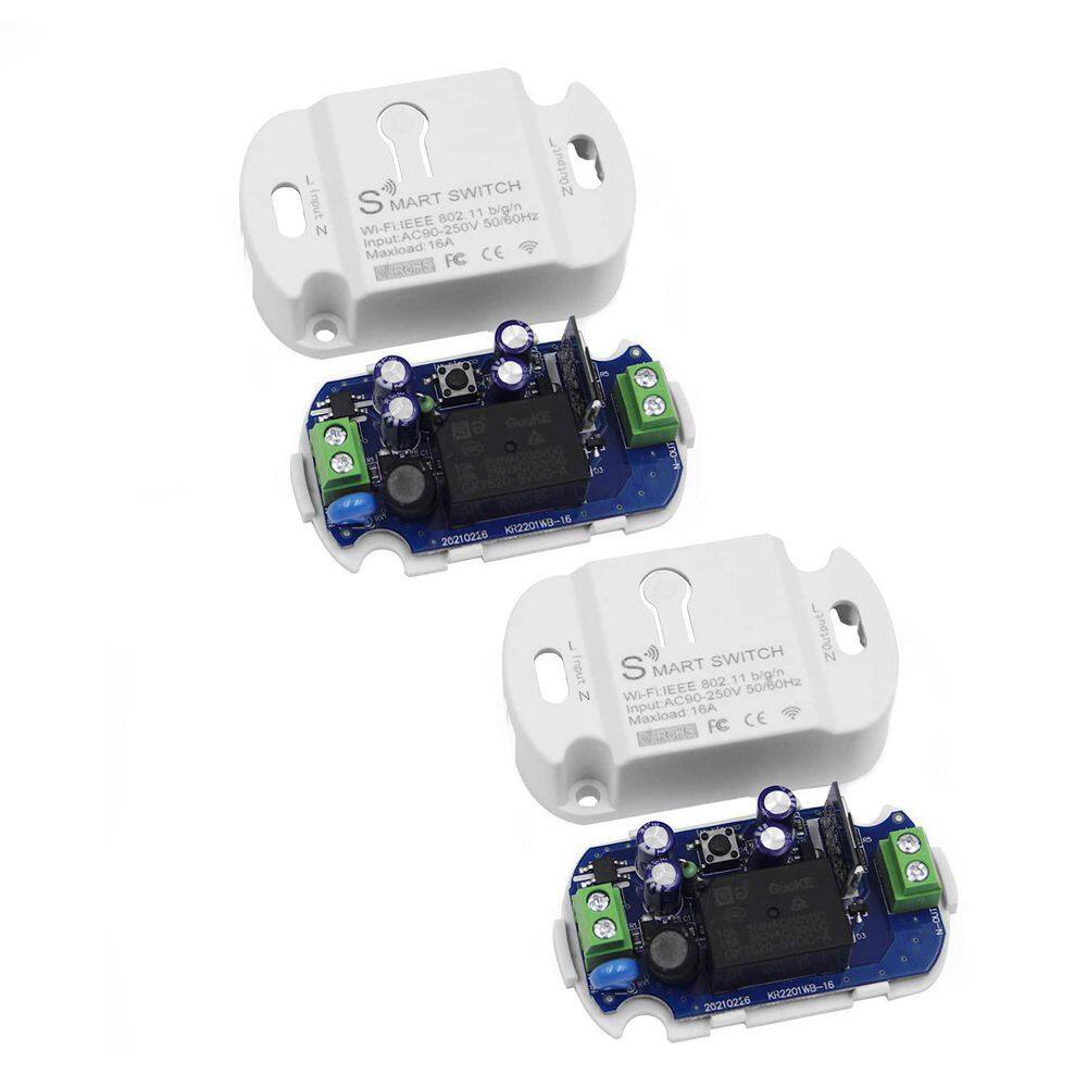 16-Volt Wireless Smart Switch Wi-Fi DIY Module Works With Alexa Google Home FCC Certified White (2-Pack) price history on PriceWatchPro