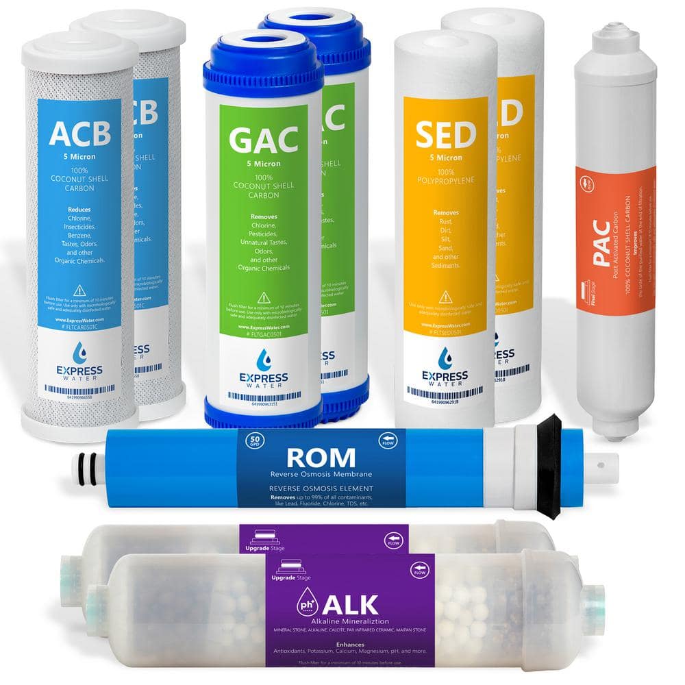 1 Year Alkaline Reverse Osmosis System Replacement - 10 Filters with 50 GPD