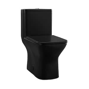 Carre 10 in. Rough-In 1-piece 1.1/1.6 GPF Dual Flush Square Toilet in Matte Black Seat Included