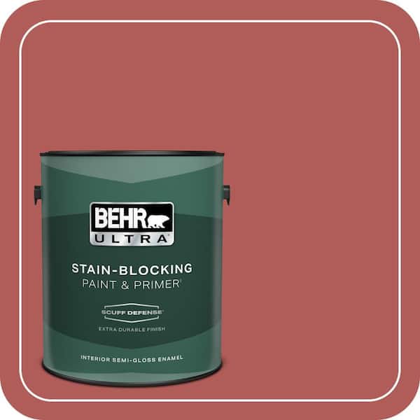 BEHR ULTRA 1 gal. #160D-6 Pottery Red Extra Durable Semi-Gloss Enamel Interior Paint & Primer