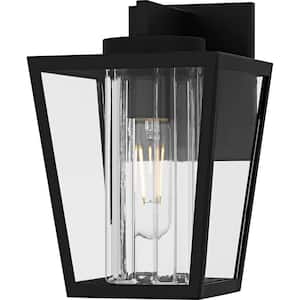 Jett 10 in. Matte Black Outdoor Hardwired Wall Lantern Sconce with No Bulbs Included