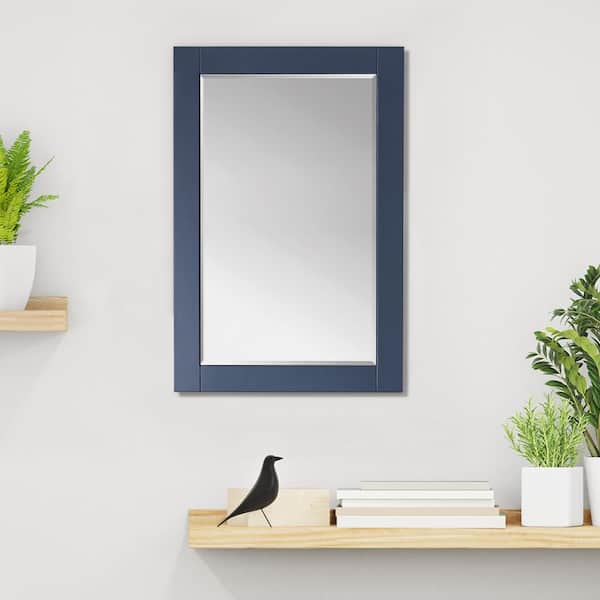 Ivy 24 in. W x 36 in. H Rectangular Wood Framed Wall Bathroom Vanity Mirror in Royal Blue