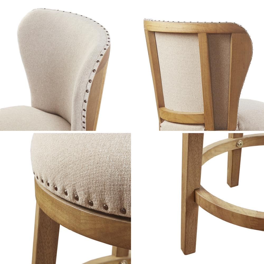 Stewart Light Wood and Cream Swivel Counter Stool
