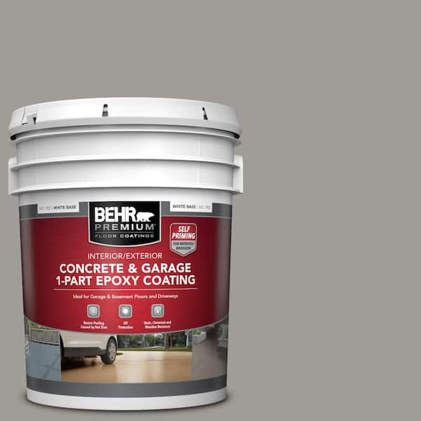 BEHR PREMIUM 5 gal. #BNC-17 Casual Gray Self-Priming 1-Part Epoxy Satin Interior/Exterior Concrete and Garage Floor Paint