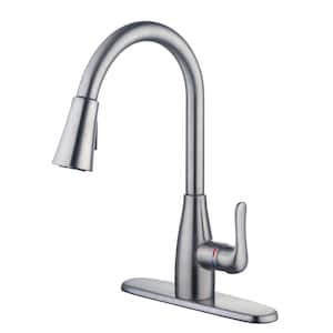 McKenna Single-Handle Pull Down Sprayer Kitchen Faucet in Stainless Steel with Turbo Spray and Fast Mount