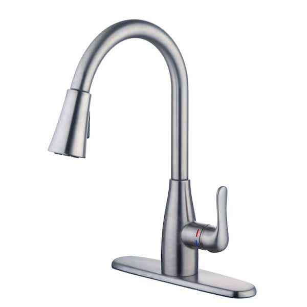 Glacier Bay Mckenna Single Handle Pull Down Sprayer Kitchen Faucet In Stainless Steel With Turbospray And Fastmount Hd67726w 1208d2 The Home Depot