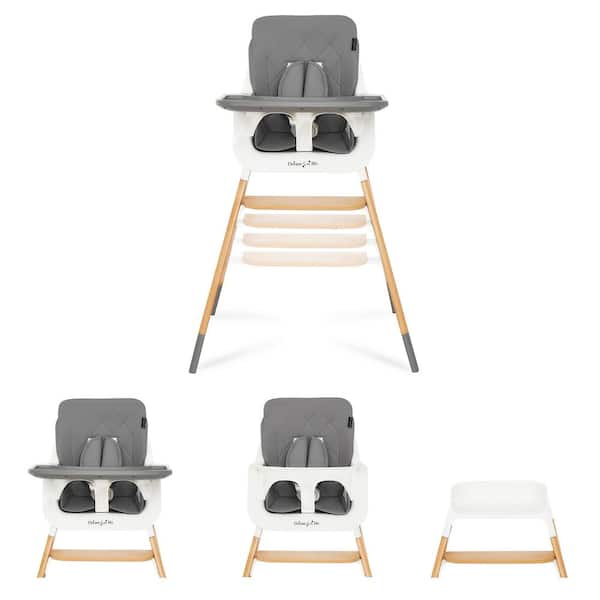 Dream On Me Nibble Light Gray Convertible 2-in-1 wooden Highchair 252-LG -  The Home Depot