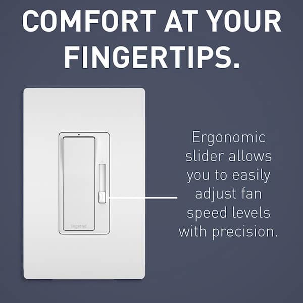 radiant 1.6 Amp Single Pole/3-Way De-Hummer Fan Control, White/Light Almond/Ivory