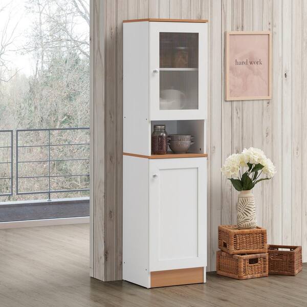 Hodedah 63 In Tall Slim Open Shelf Plus Top And Bottom Enclosed Storage Kitchen Pantry In White Hik93 White The Home Depot