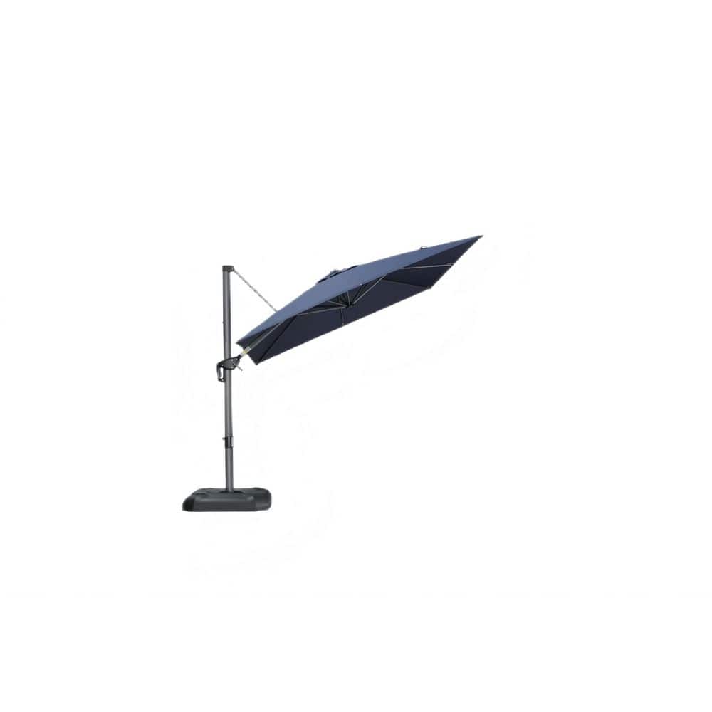 9 ft. x 12 ft. Cantilever Patio Umbrella Light Champagne Aluminum Swivel Umbrella in Navy Blue with Base price history on PriceWatchPro