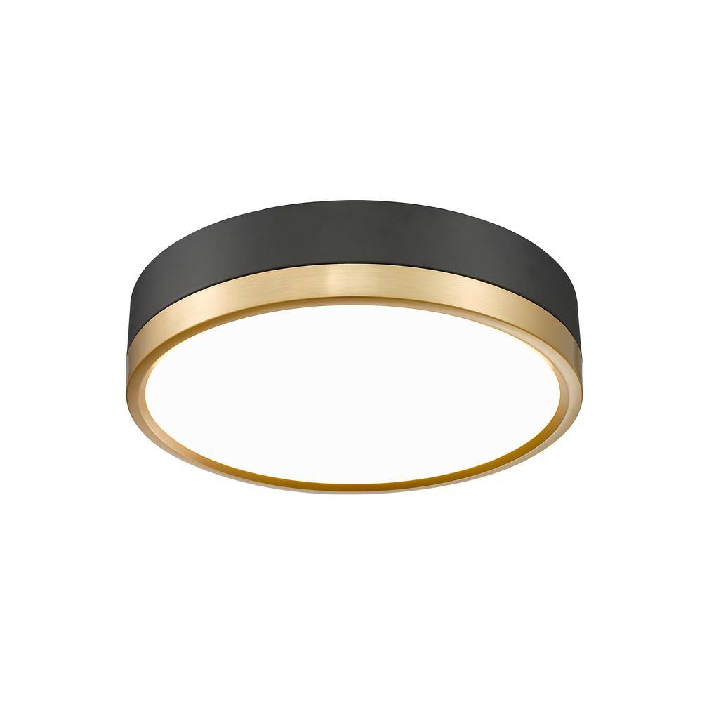 12" Matte Black and Modern Gold LED Drum Ceiling Light
