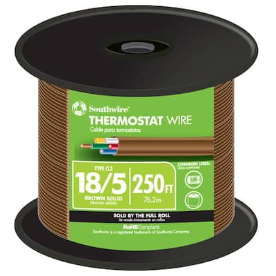 Southwire 250 ft. 18/5 Brown Solid CU CL2 Thermostat Wire – Home Depot