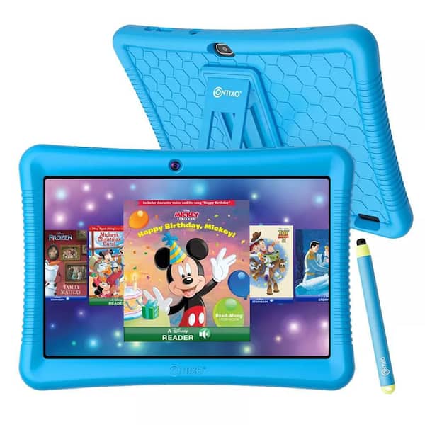 10 in. Blue 64GB Android Tablet with 80 Disney E-Books, Stylus, Kid-Proof Case with Kickstand and Educational Apps