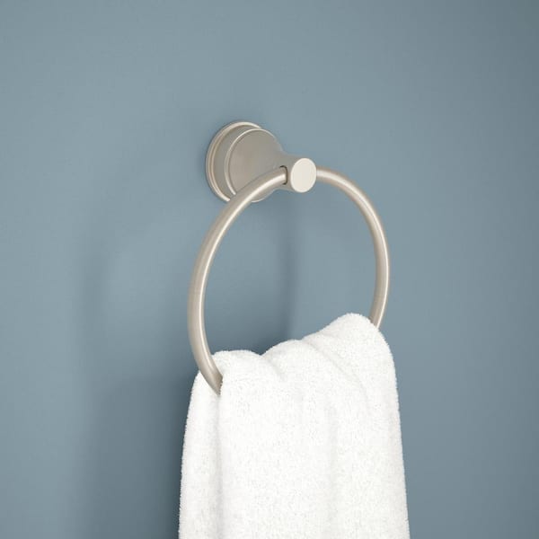 Faryn Wall Mounted Round Closed Towel Ring Bath Hardware Accessory in Brushed Nickel