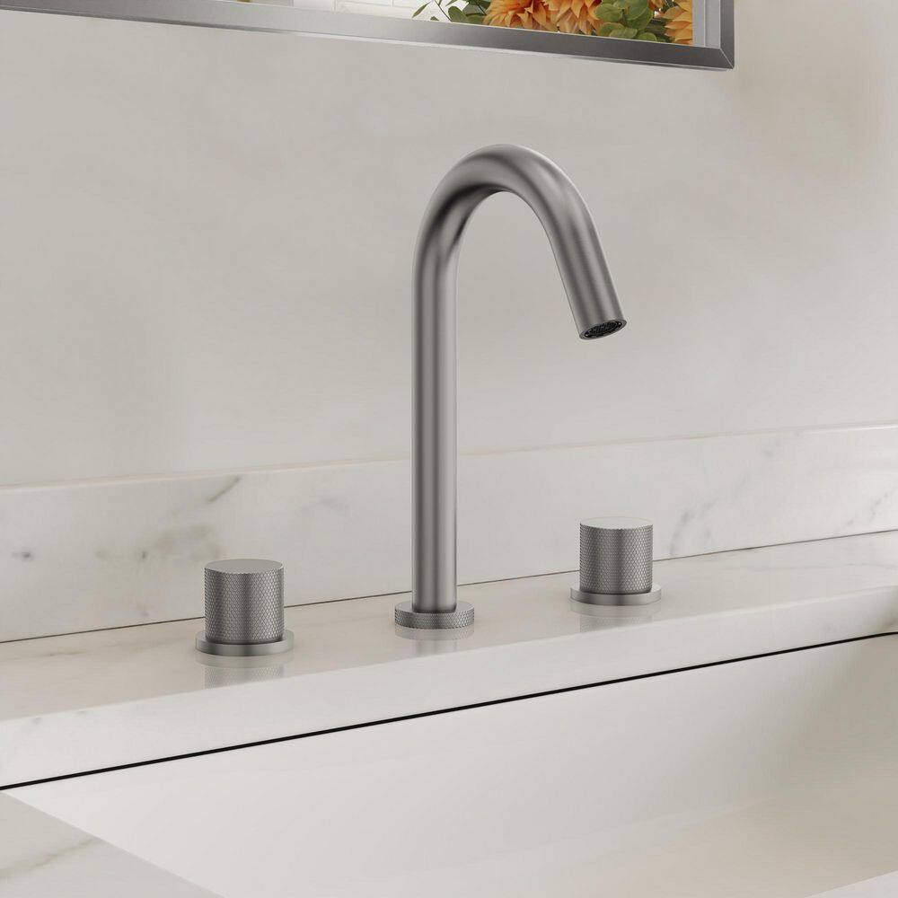 Gooseneck Spout High-Arc 3-Hole 8 in. Widespread Double Handle Bathroom Faucet in Brushed Nickel with Pop-Up Drain price history on PriceWatchPro