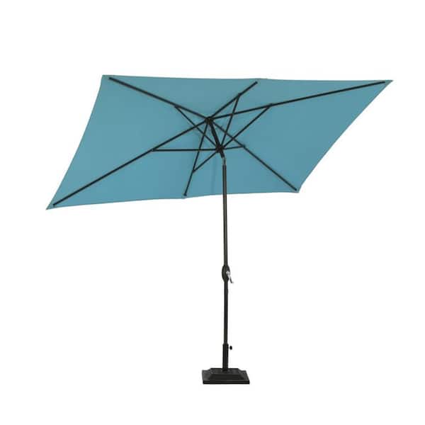 Sunvivi 6 5 Ft X 10 Rectangular Market Patio Umbrella With Tilt And Crank Sy Ribs For Deck Lawn Pool In Lake Blue Eu008lbh Ak - 6 Patio Umbrella Canada