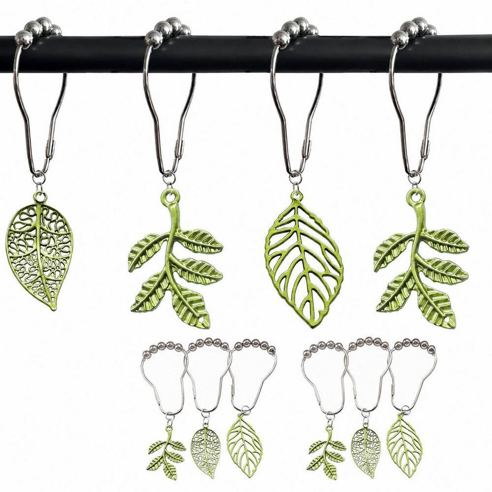 12-Pack Green Leaf Metal Shower Curtain Hooks with 5-Roller Balls, Rustproof Stainless Steel Rings Unit price history on PriceWatchPro