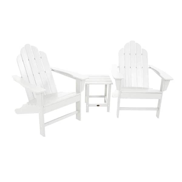 POLYWOOD Long Island White 3-Piece Adirondack Patio Seating Set