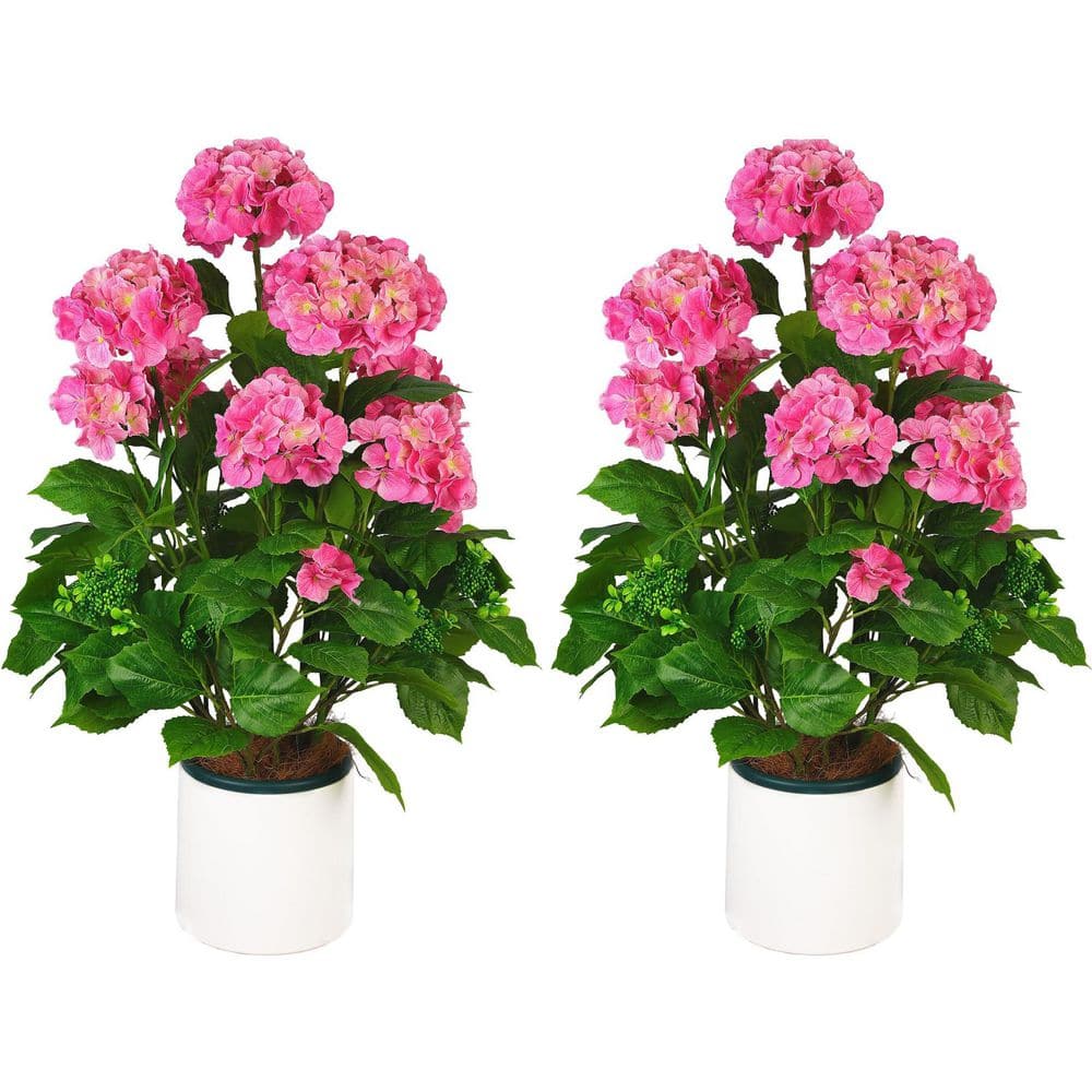 38 in. Artificial Hydrangea Tree in White Pot Indoor Outdoor
