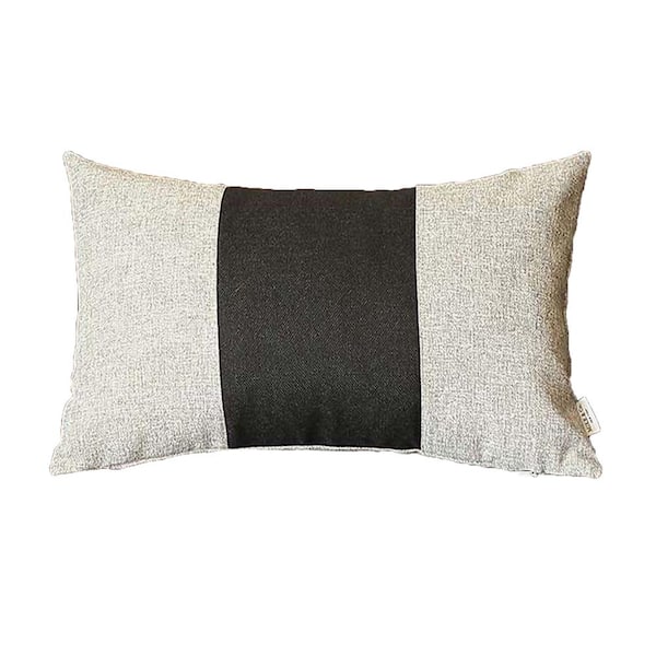 MIKE & Co. NEW YORK Boho-Chic Handcrafted Jacquard Gray And Black 12 in. x 20 in. Lumbar Solid Throw Pillow Cover