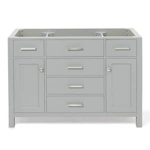 Bristol 48 in. W x 21.5 in. D x 34.5 in. H Freestanding Bath Vanity Cabinet without Top in Grey