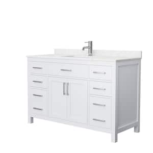 Beckett 54 in. W x 22 in. D Single Vanity in White with Cultured Marble Vanity Top in Carrara with White Basin