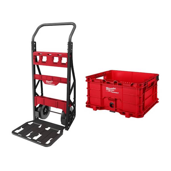 Milwaukee PACKOUT 20 in. 2-Wheel Utility Cart with (1) PACKOUT Tool Storage Crate