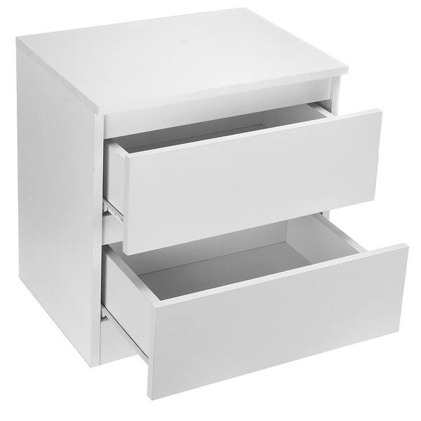 WOODYHOME 2-Drawer White Nightstand 18.51 in. H x 13.78 in. W x 17.72 in. D