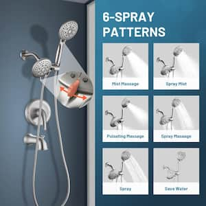 Rain Single Handle 5-Spray Tub Shower Faucet Handheld Combo with Valve 1.8 GPM Adjustable Shower Head in Brushed Nickel