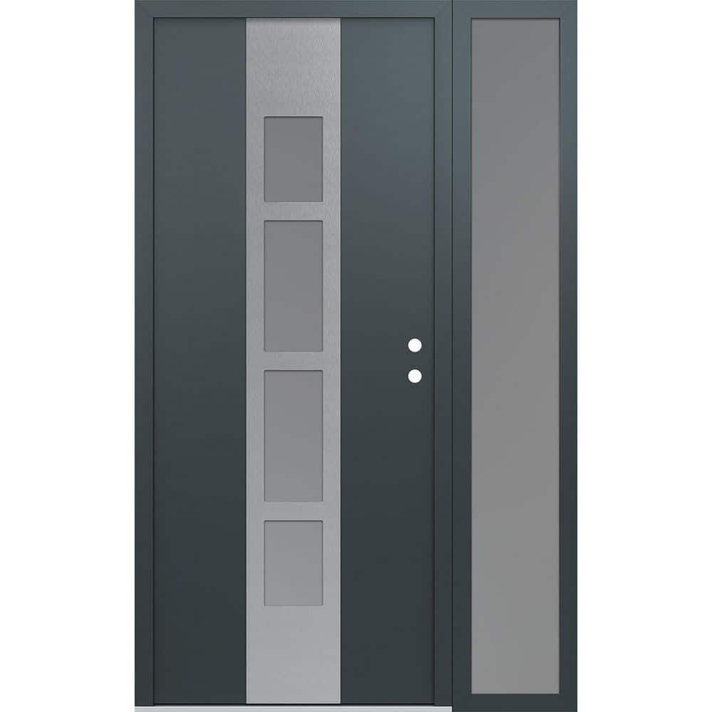 A10 48 in. x 80 in. Silver P Left-Hand/Inswing Frosted Glass Anth/Anth Sidelite Steel Prehung Front Door price history on PriceWatchPro