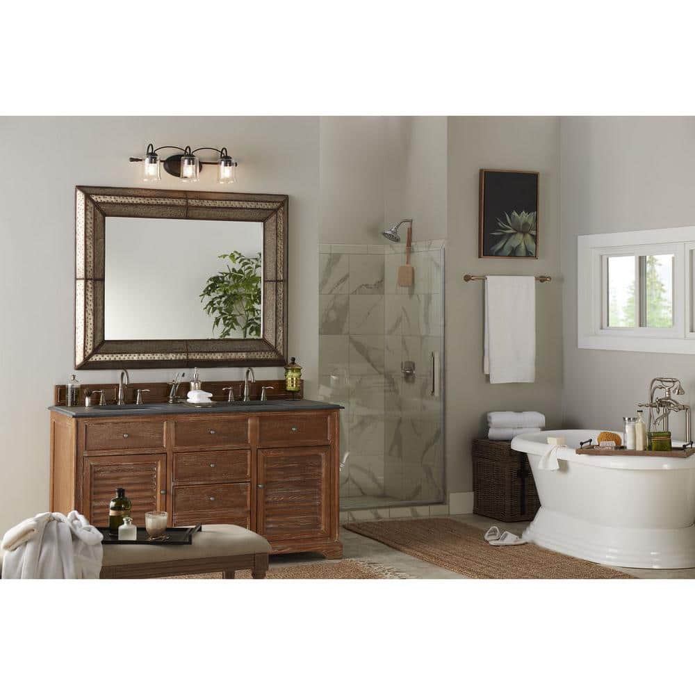 Bowman Matte Black 3-Light Bath Fixture with Clear Glass Shades