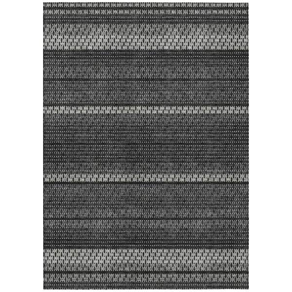 Chantille Machine Washable Indoor/Outdoor Abstract ACN2427 Black 5 ft. x 7 ft. 6 in. Area Rug