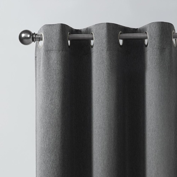 Chelsea Cationic Gray 38 in. W x 84 in. L Grommet Room Darkening Curtain (Single Panel)