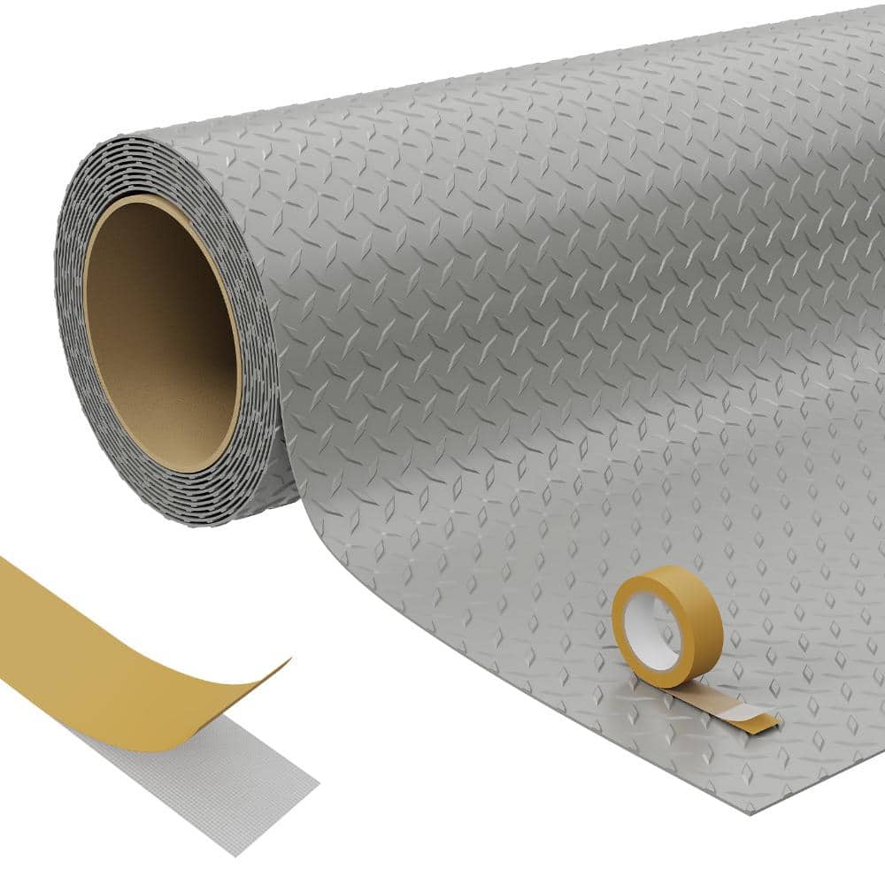 Heavy Duty 17 x 7.5 ft. Gray Diamond Plate PVC Garage Floor Mat for Compact SUVs, Sports Cars, Workshop, Garage price history on PriceWatchPro