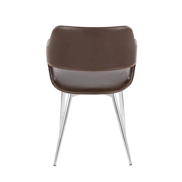 LumiSource Margarite Espresso Faux Leather and Chrome Metal Arm