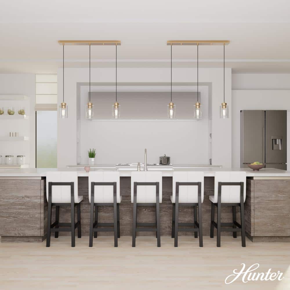 Hartland Alturas Gold 3-Light Cluster Linear Pendant with Clear-Seeded Glass