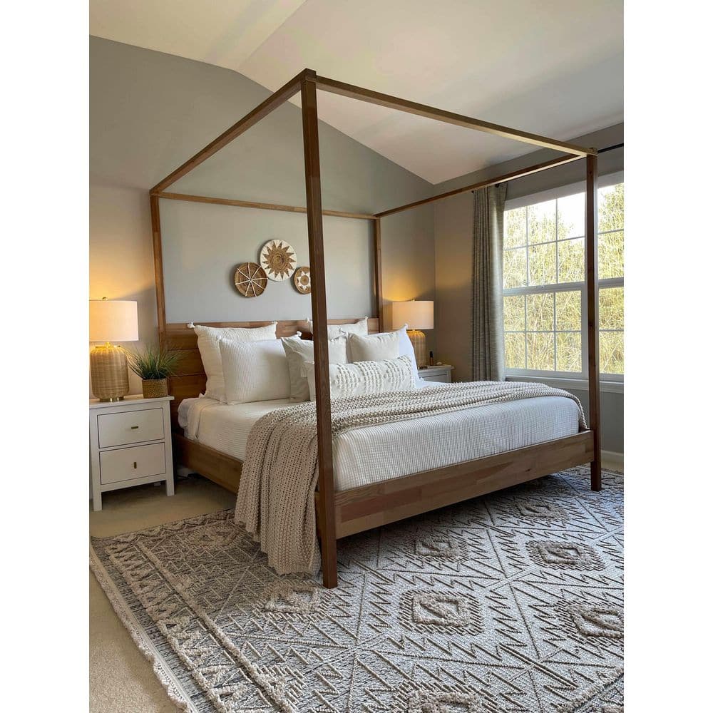 Agoo Charcoal and Cream High-Low Pile Runner Rug