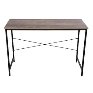 44 in. Rectangular Weathered Writing Desk with Open Storage