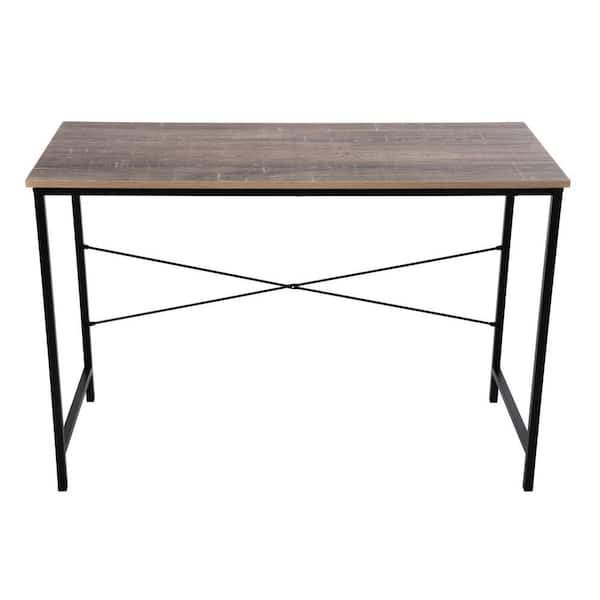 StyleWell 30 in. Rectangular Black Metal Folding Writing Desk with Grey Wood Top