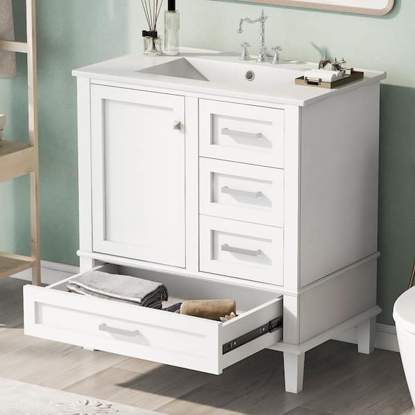 Vanilla　1025 KOHLER Chesil 30in. Single Sink Freestanding White Bath
